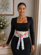 Handmade Reversible Floral Obi Belt: Adjustable Wrap Waist Cincher