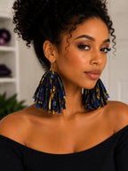 Handmade African Print Tassel Earrings | Lightweight Boho Statement Fabric Jewelry