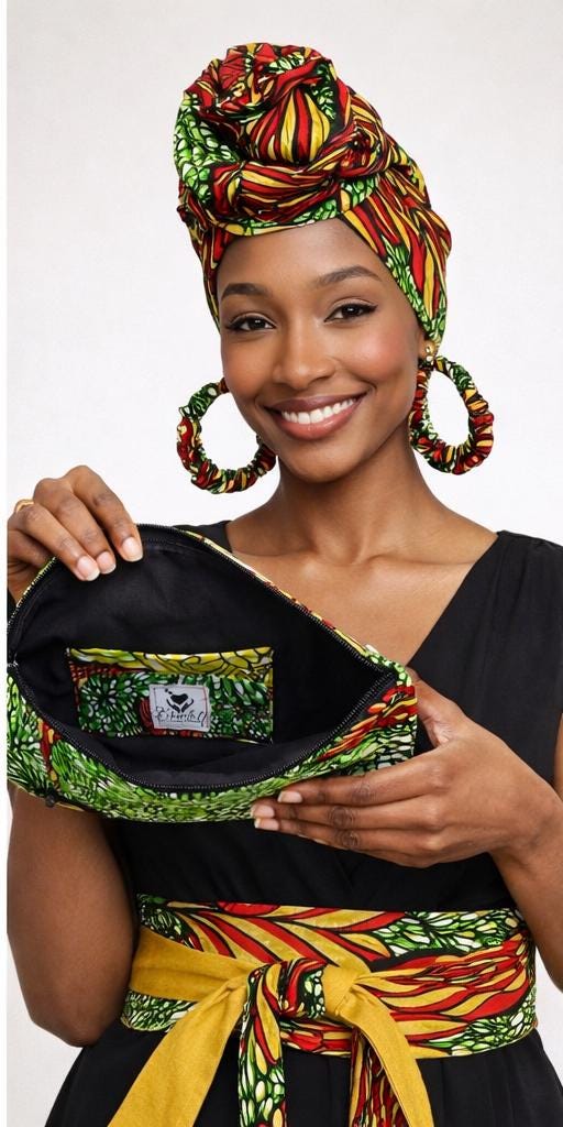 African Print Headwrap, Clutch & Earrings Set – Handmade Ankara Matching Set
