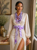 Purple & Yellow Ruffle Necklace – Handmade Cotton Adjustable Bib Necklace | Bold Statement Fashion Jewelry