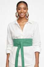 Green Orange Reversible Obi Belt, Handmade Cotton Waist Wrap, African Inspired Fashion