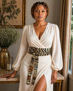 Handmade Tiger Print Cotton Obi Belt -  Waist Tie