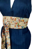 Reversible Obi Belt: Floral & Terracotta Cotton Wrap Waist Cincher