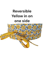 Reversible Obi Belt – Yellow & Blue Floral Cotton Wrap | Handmade by Blesseth4