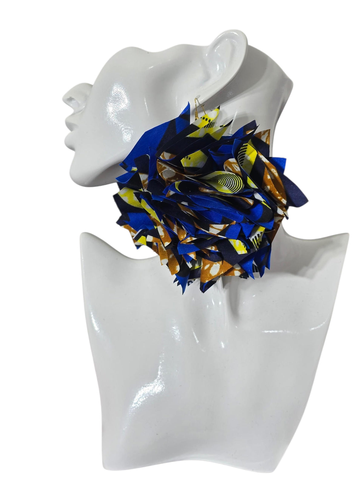 Handcrafted Ankara Fabric Ruffle Earrings: Bold Afrocentric Statement Jewelry