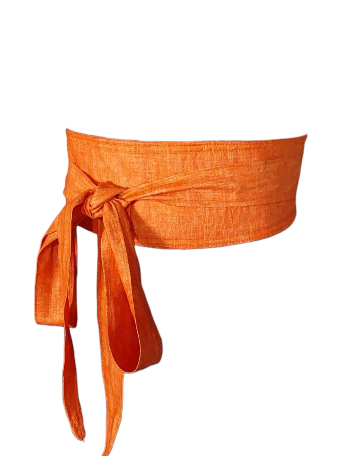 Burnt Orange Linen Obi Belt | Wide Wrap Waist Sash, Adjustable Tie Belt