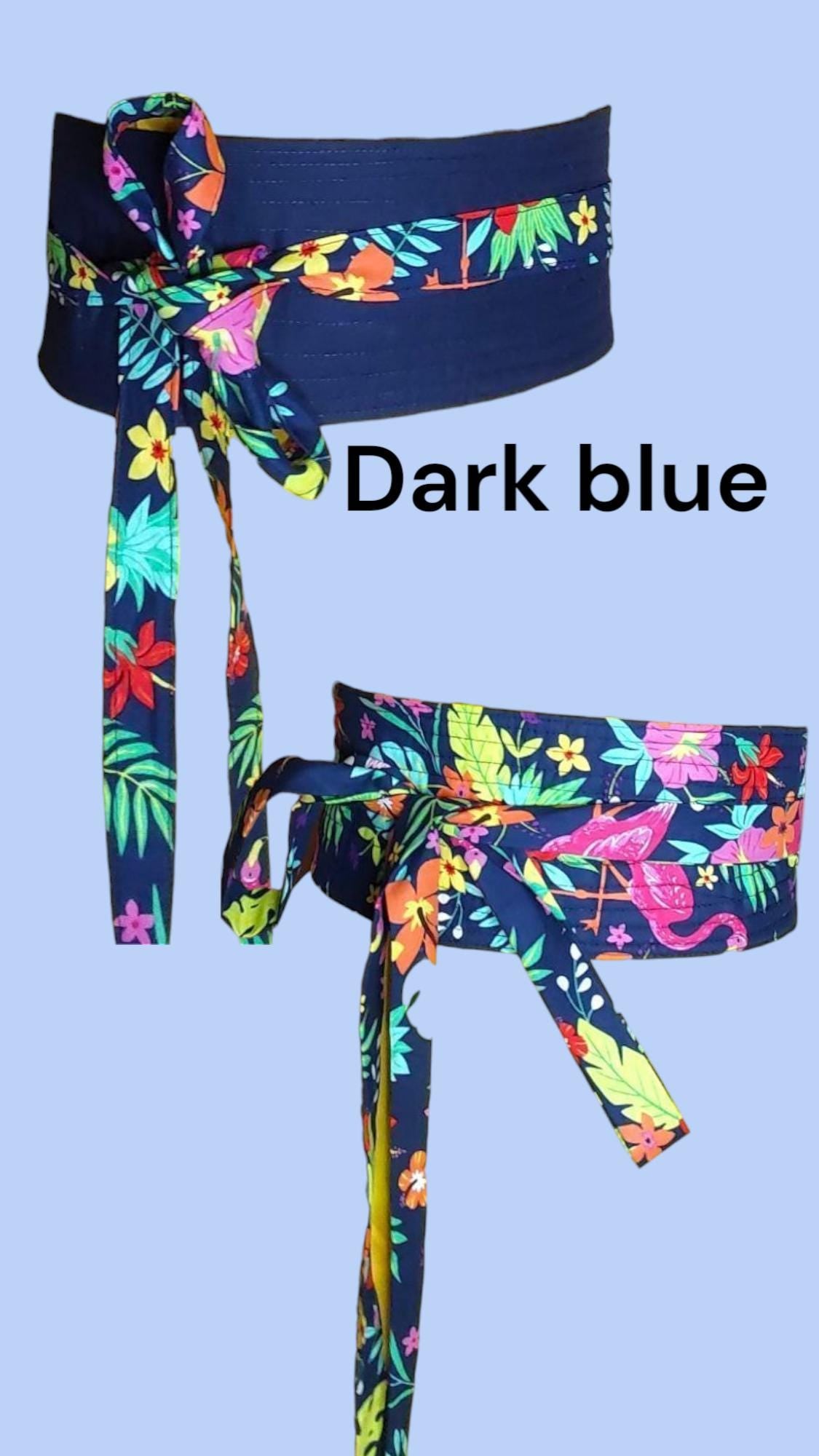 Handmade Reversible Obi Belt: Floral Cotton Fabric Waist Wrap