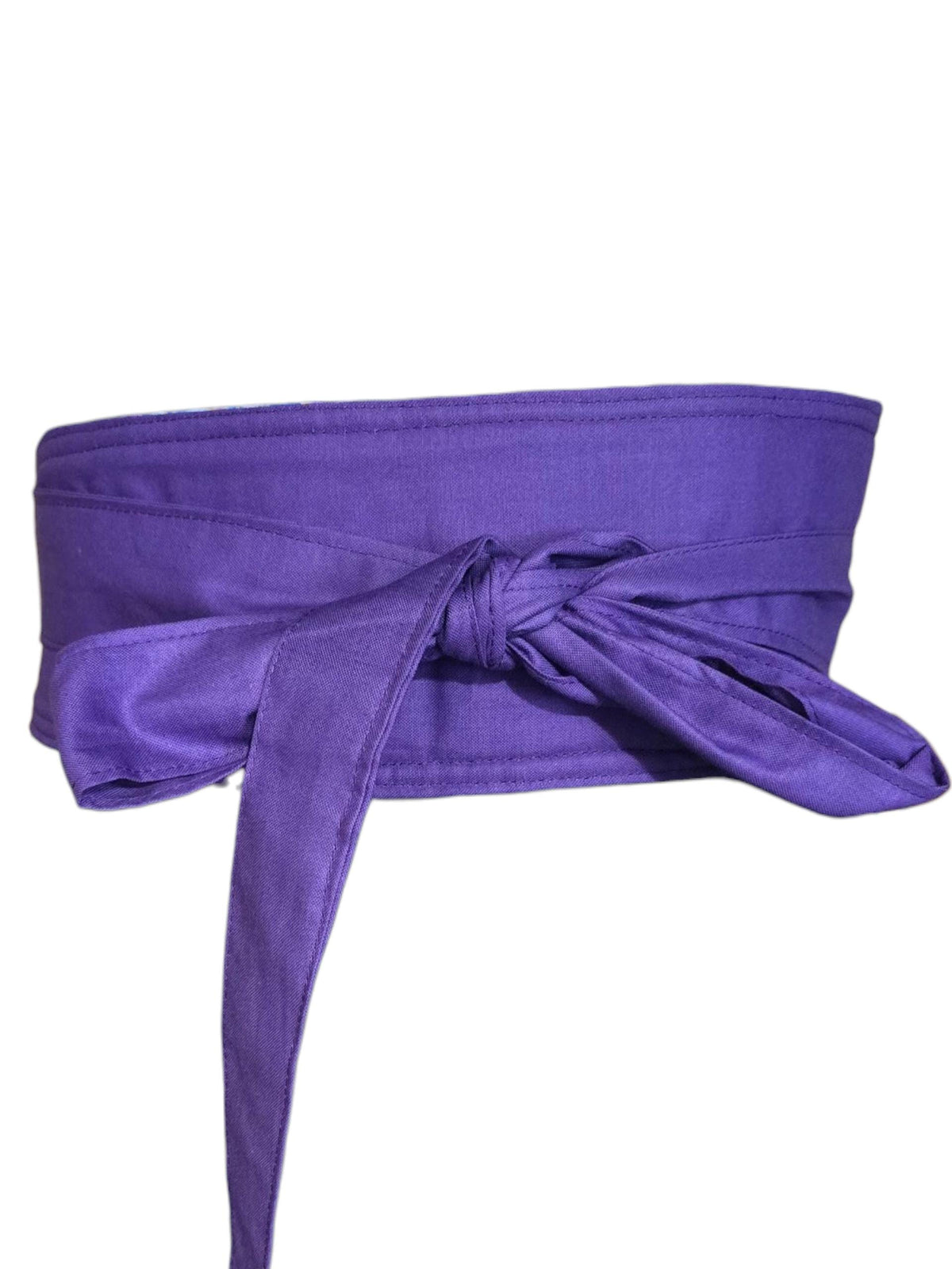 Reversible Obi Belt: Purple & Blue Swirl Cotton Wrap Waist Tie