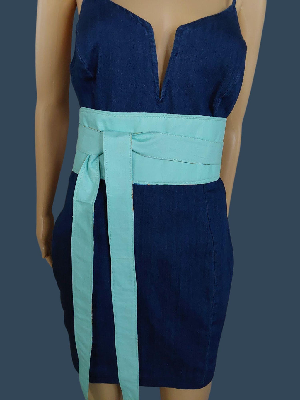 Reversible Obi Belt: Handmade Cotton Floral Bird Print Waist Wrap