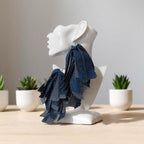 Handmade Denim Fringe Statement Earrings | Boho Lightweight Fabric Jewelry with Silver Accents