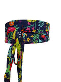 Handmade Reversible Obi Belt: Floral Cotton Fabric Waist Wrap