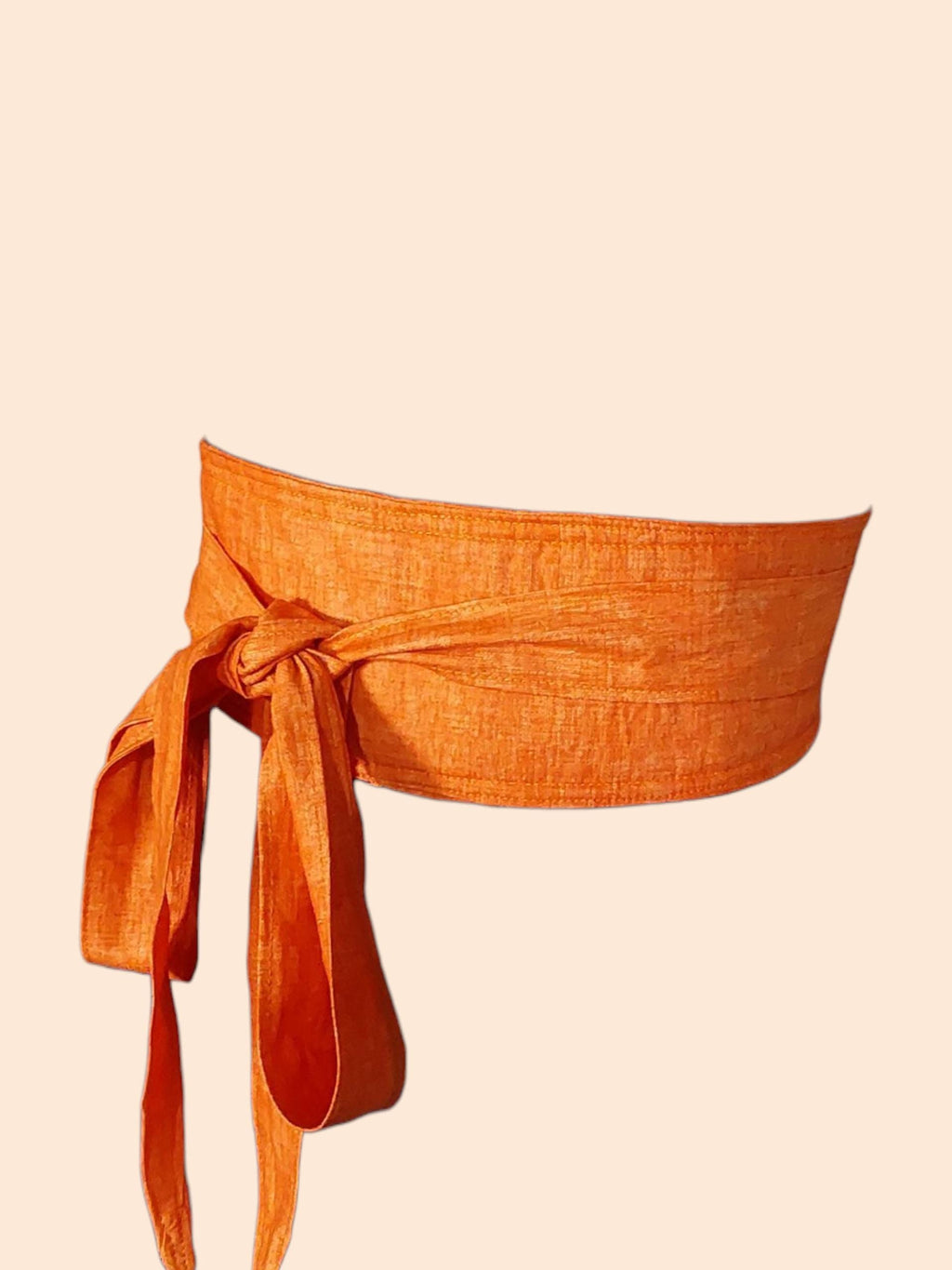 Burnt Orange Linen Obi Belt | Wide Wrap Waist Sash, Adjustable Tie Belt