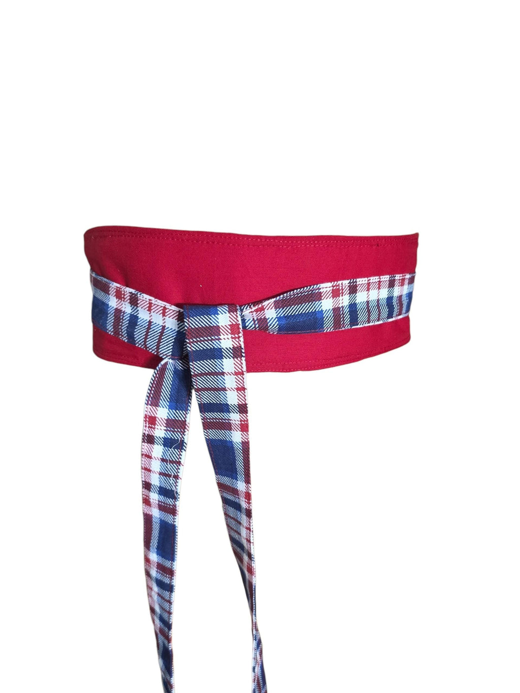 Handmade Reversible Plaid Obi Belt | Navy Blue Wrap Belt for Dresses