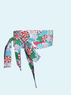 Peppermint Swirl Reversible Obi Belt | Festive Wrap Belt | Colorful Cotton Waist Cincher | Handmade