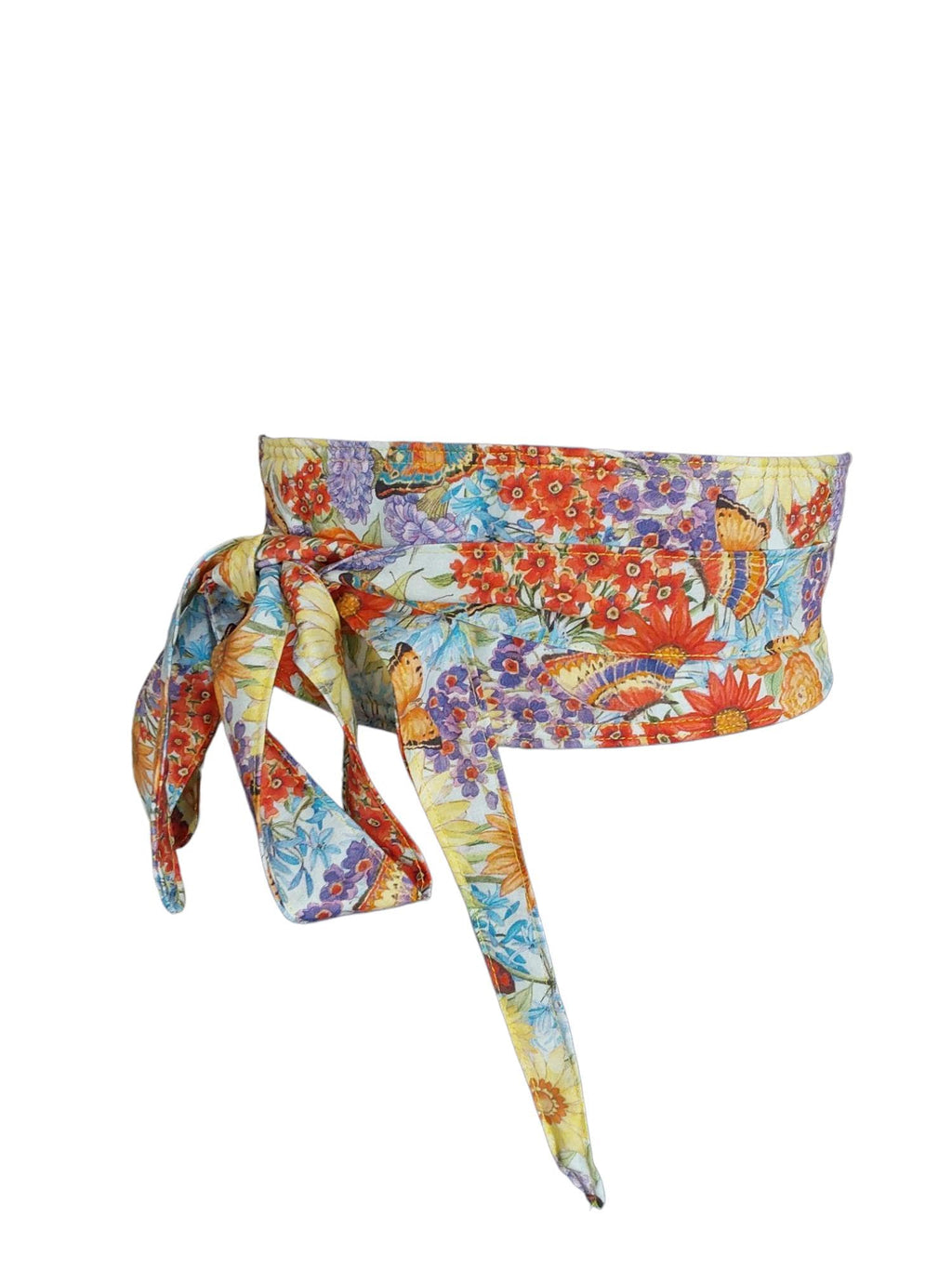 Handmade Floral Print Wrap Belt: Vibrant Cotton Boho Obi Waist Tie
