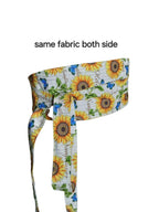 Reversible Sunflower Obi Belt – Handmade Wrap Belt with Yellow & Floral Cotton