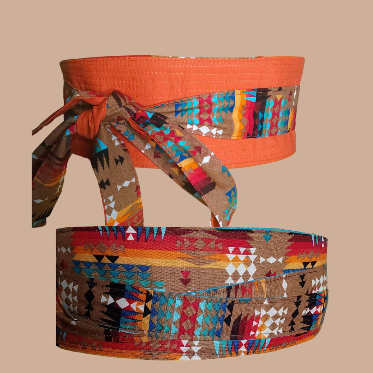 Handmade Reversible Obi Belt: Adjustable Cotton Waist Sash