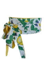 Lemon Print Obi Belt: Reversible Cotton Wrap Sash