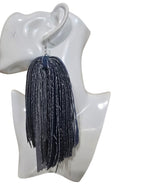 handmade  Denim  Fringe Earrings – Handmade Statement Jean Tassel Earrings | Lightweight, Boho, denim fabric