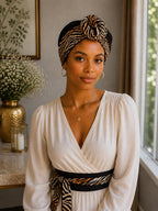 Handmade Tiger Print Cotton Obi Belt -  Waist Tie