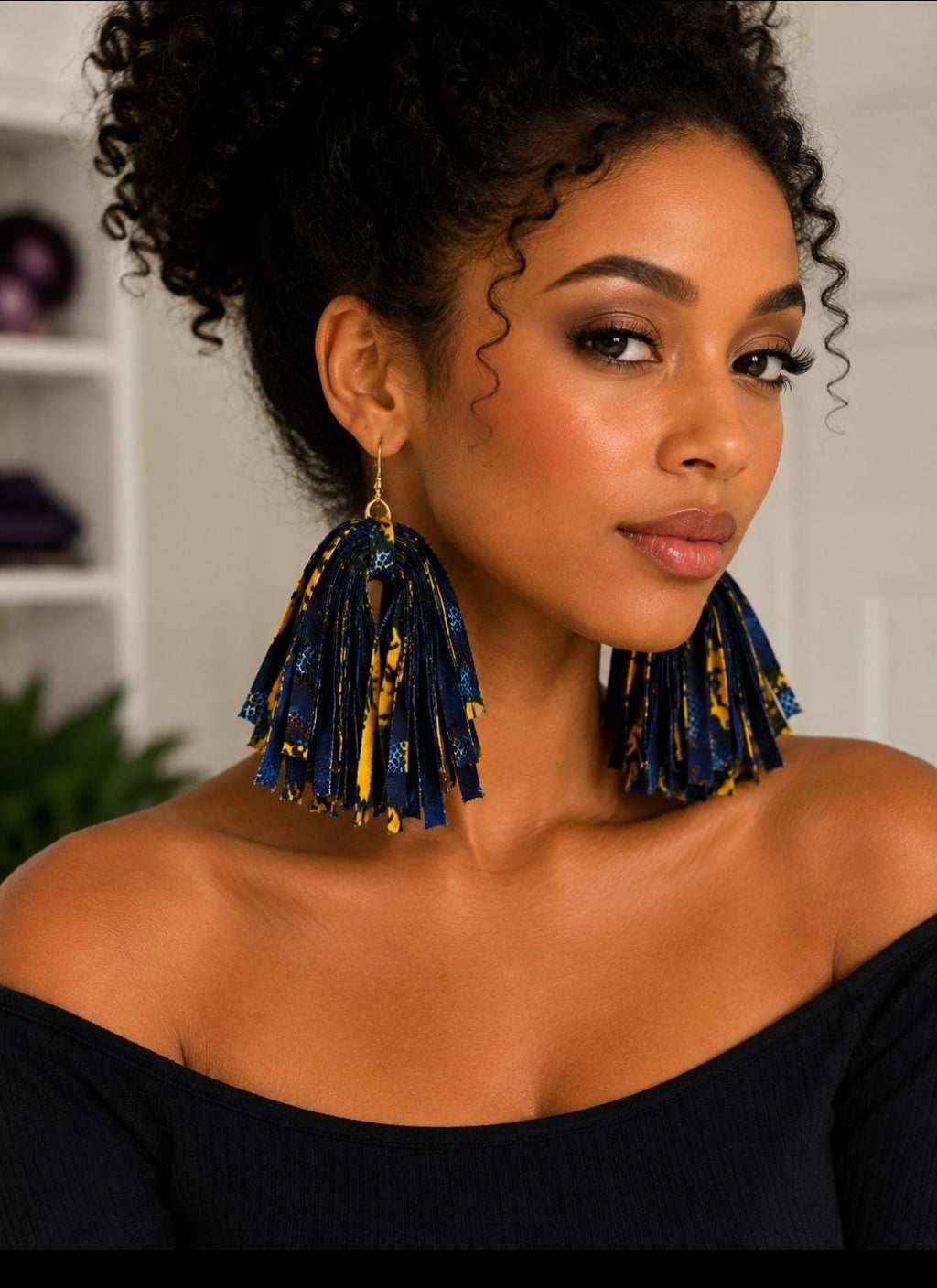 Handmade African Print Tassel Earrings | Lightweight Boho Statement Fabric Jewelry