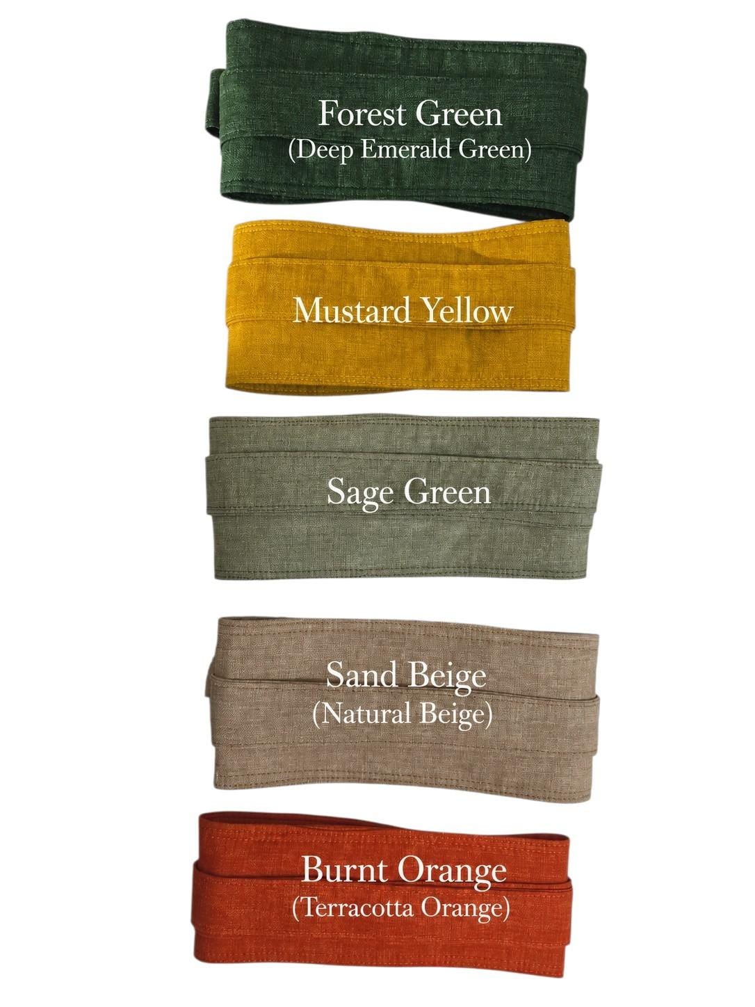 Burnt Orange Linen Obi Belt | Wide Wrap Waist Sash, Adjustable Tie Belt