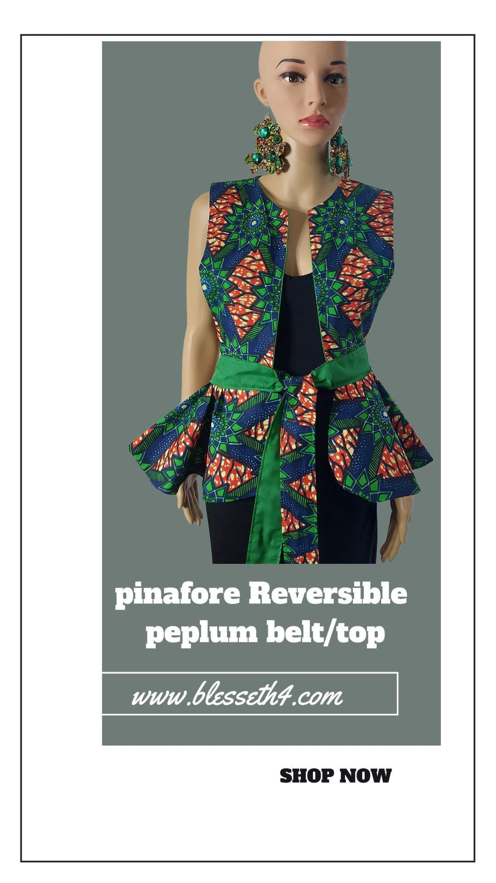 Handmade Reversible Peplum Belt: African Print Waist Accessory