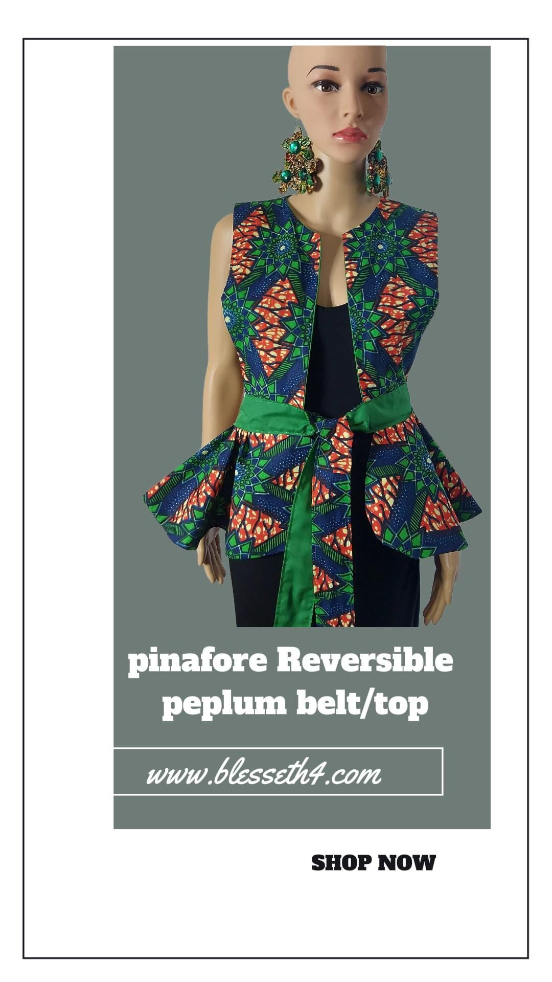 Handmade Reversible Peplum Belt: African Print Waist Accessory