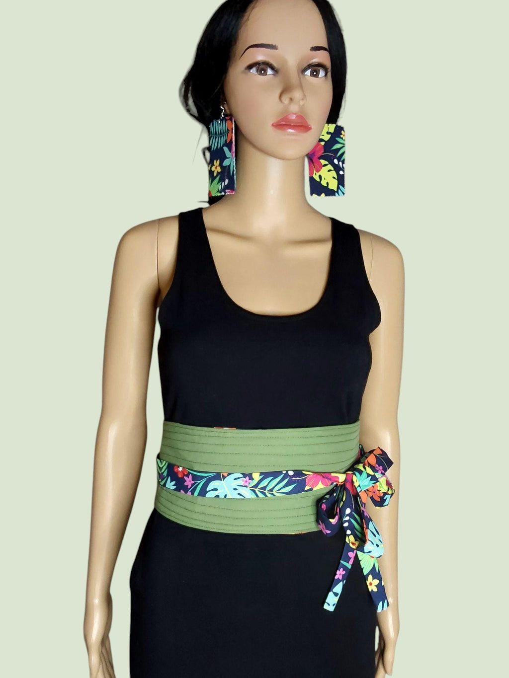 Handmade Reversible Obi Belt: Floral Cotton Fabric Waist Wrap