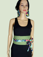 Handmade Reversible Obi Belt: Floral Cotton Fabric Waist Wrap