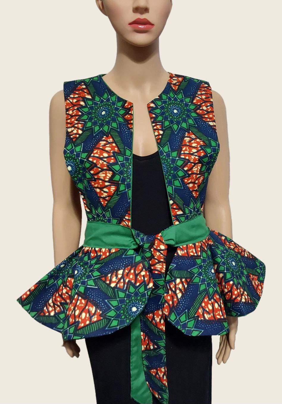 Handmade Reversible Peplum Belt: African Print Waist Accessory