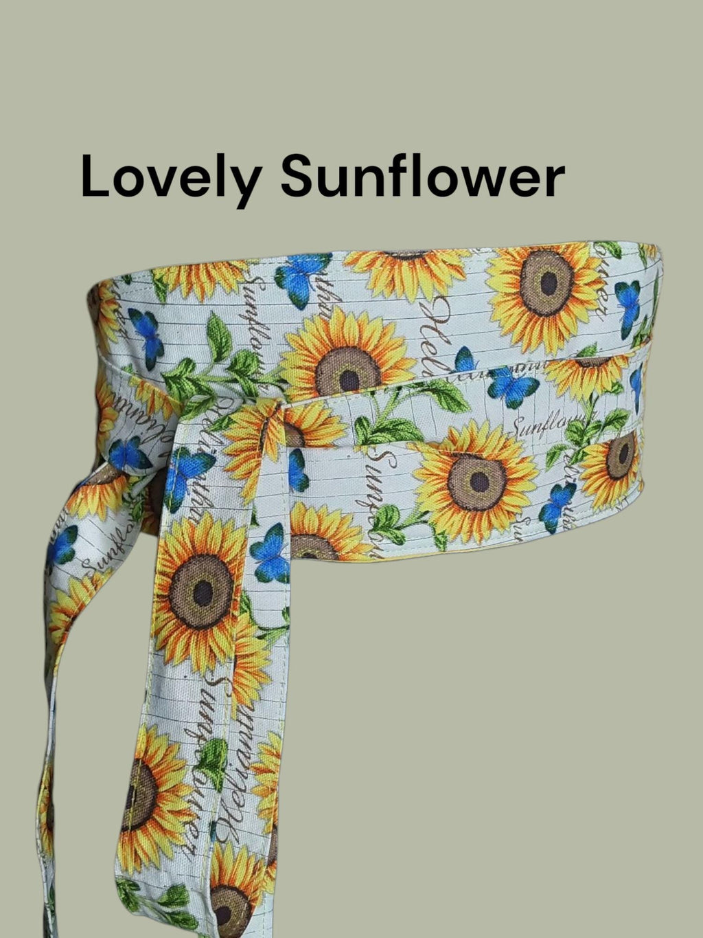 Reversible Sunflower Obi Belt – Handmade Wrap Belt with Yellow & Floral Cotton