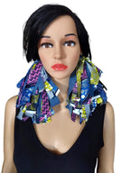 Handmade Denim Tassel Earrings: Mixed African Fabric, Boho Chic