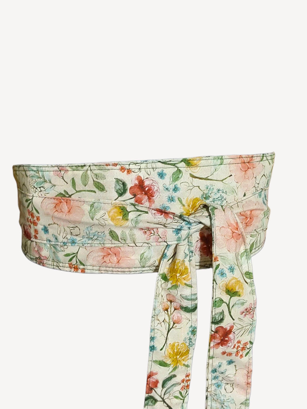 Handmade Reversible Obi Belt Floral & Dark Green Wrap Handmade Cotton Waist
