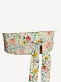 Handmade Reversible Obi Belt Floral & Dark Green Wrap Handmade Cotton Waist