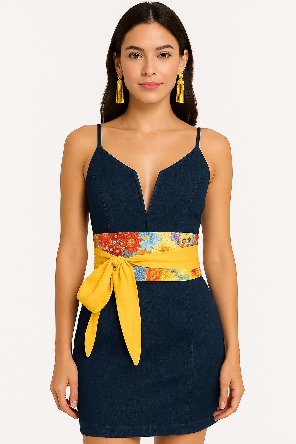 Handmade Floral Print Wrap Belt: Vibrant Cotton Boho Obi Waist Tie