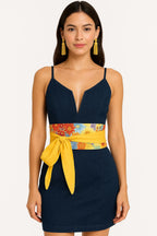 Handmade Floral Print Wrap Belt: Vibrant Cotton Boho Obi Waist Tie