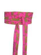 Reversible Obi Belt – Hot Pink Leopard Print with Yellow Back | Handmade Cotton Wrap Belt