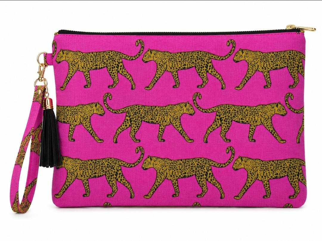 Reversible Obi Belt – Hot Pink Leopard Print with Yellow Back | Handmade Cotton Wrap Belt