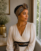 Handmade Tiger Print Cotton Obi Belt -  Waist Tie