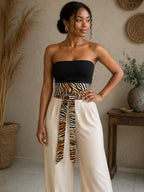 Handmade Tiger Print Cotton Obi Belt -  Waist Tie