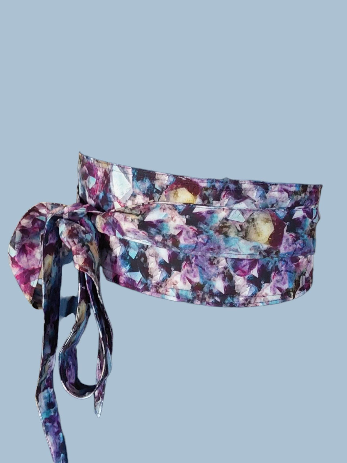 Handmade Reversible Obi Belt: Gemstone Print Cotton Wrap