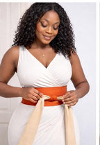 Handmade Cotton Obi Belt: Vibrant Orange Wrap Waist Tie, Sage Burnt Orange
