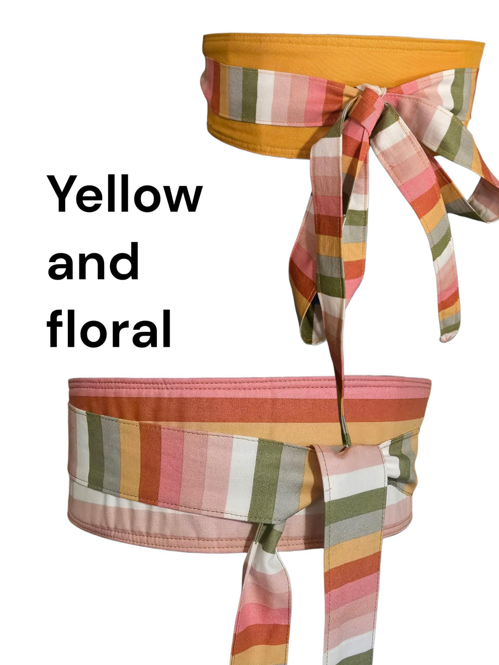 Reversible Obi Belt: Orange Floral Cotton Wrap - Blesseth4
