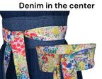 Reversible Obi Belt: Green & Multicolor Paint Splatter, Handmade Cotton Wrap