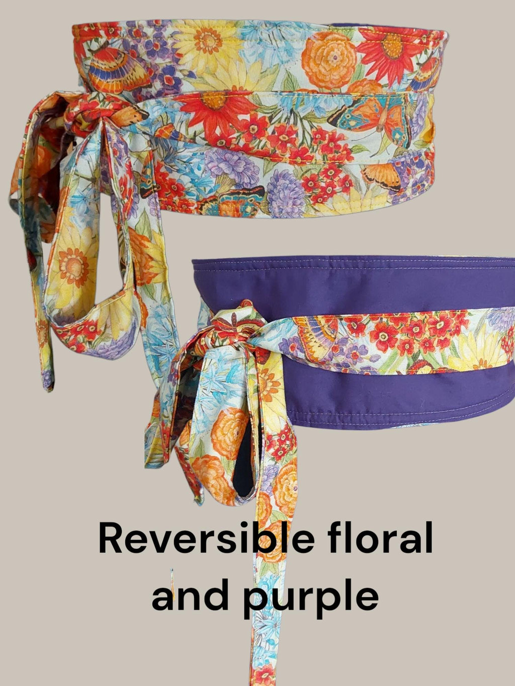 Handmade Floral Print Wrap Belt: Vibrant Cotton Boho Obi Waist Tie