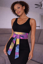 Reversible Denim Obi Belt: African Print Cotton Waist Wrap