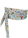 Reversible Floral Obi Belt: Bee & Wildflower Print, Yellow or Teal