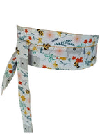Reversible Floral Obi Belt: Bee & Wildflower Print, Yellow or Teal