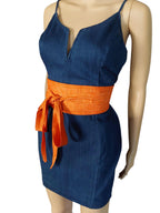 Burnt Orange Linen Obi Belt | Wide Wrap Waist Sash, Adjustable Tie Belt